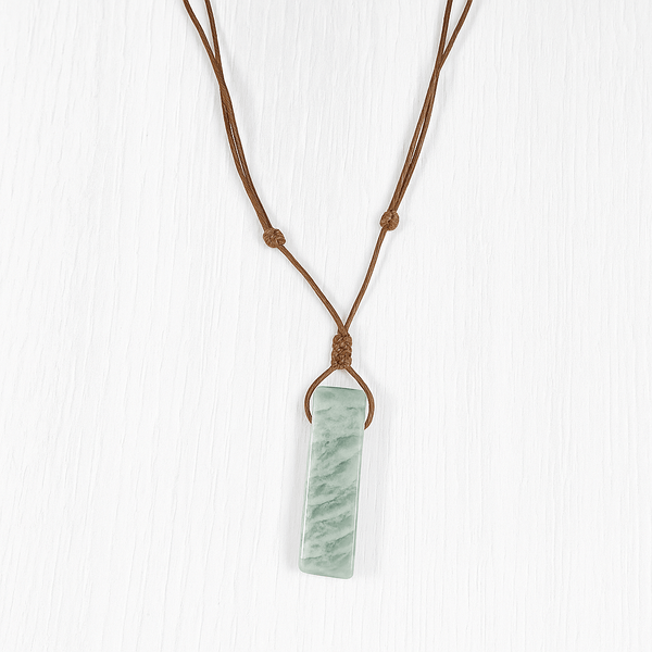 AMAZONITE AURA - Natural Crystal Unshaped Pendant with Adjustable Rope Chain for Men and Boys