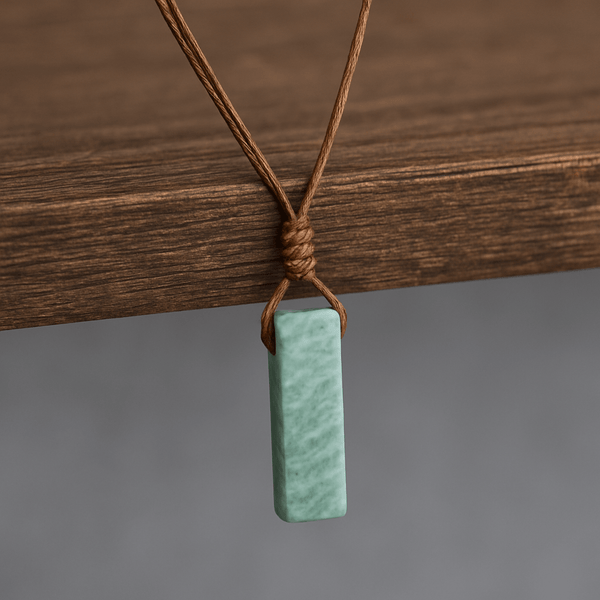 AMAZONITE AURA - Natural Crystal Unshaped Pendant with Adjustable Rope Chain for Men and Boys