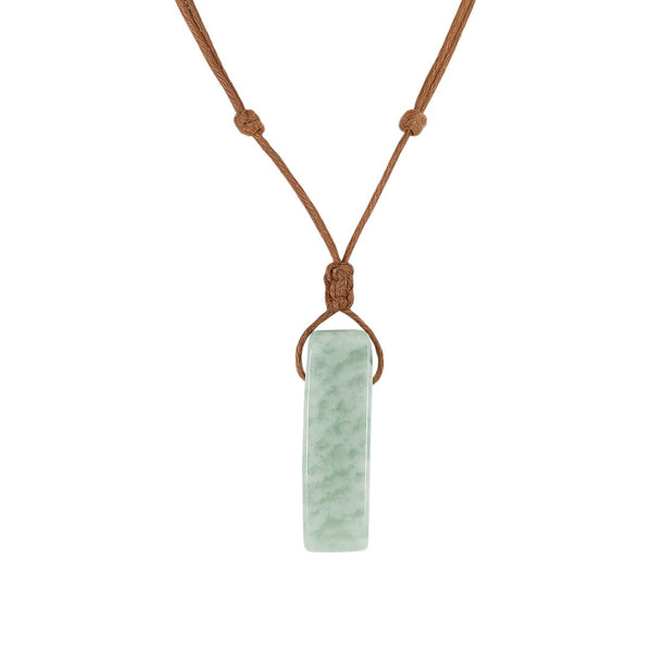 AMAZONITE AURA - Natural Crystal Unshaped Pendant with Adjustable Rope Chain for Men and Boys
