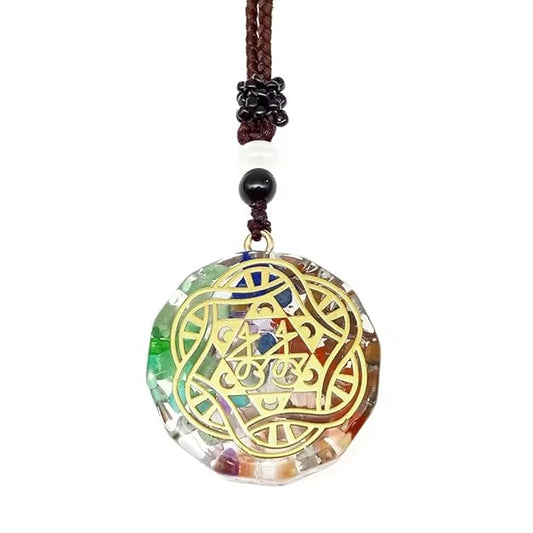 THE MEN THING Leather Necklace ASTRAL - Natural Crystal necklace with 30 inch Adjustable Rope Chain for Men & Boys