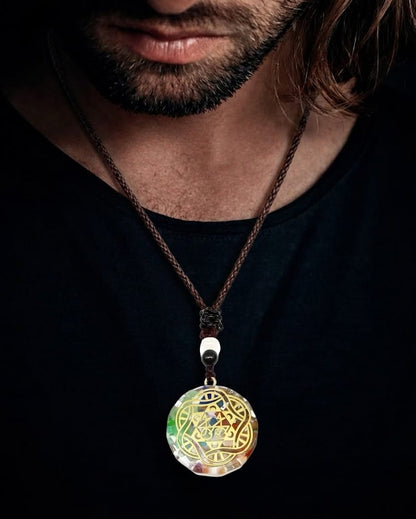 THE MEN THING Leather Necklace ASTRAL - Natural Crystal necklace with 30 inch Adjustable Rope Chain for Men & Boys