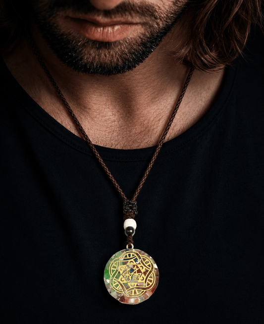 THE MEN THING Leather Necklace ASTRAL - Natural Crystal necklace with 30 inch Adjustable Rope Chain for Men & Boys