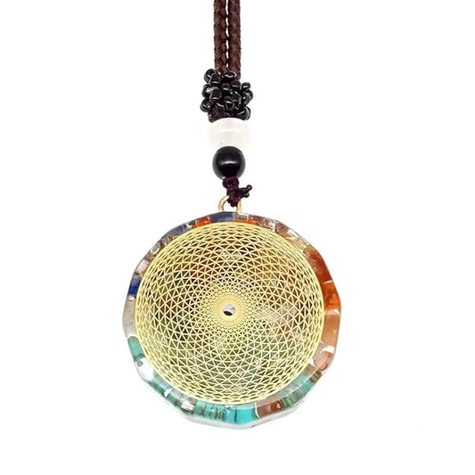 THE MEN THING Leather Necklace AURORA LOOP - Spirograph necklace with 30 inch Adjustable Rope Chain for Men & Boys