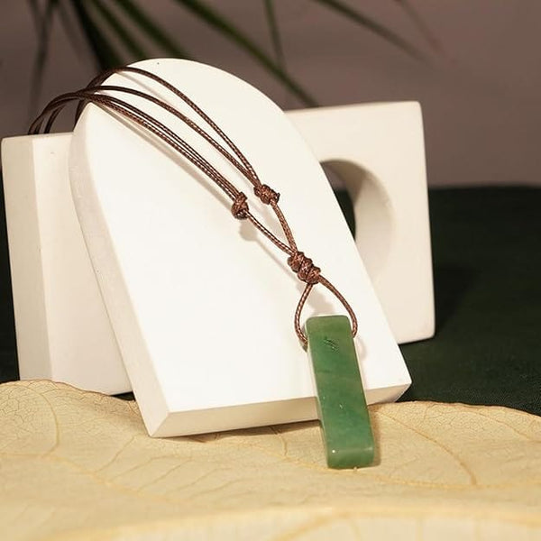 AVENTURINE MIRAGE - Natural Crystal Unshaped Pendant with Adjustable Rope Chain for Men and Boys