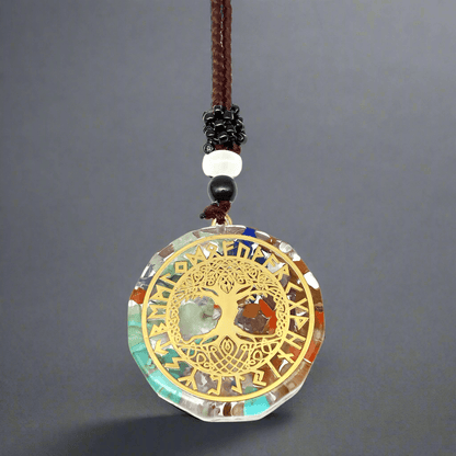 THE MEN THING Leather Necklace AXIS MUNDI  - Natural Crystal necklace with 30 inch Adjustable Rope Chain for Men & Boys