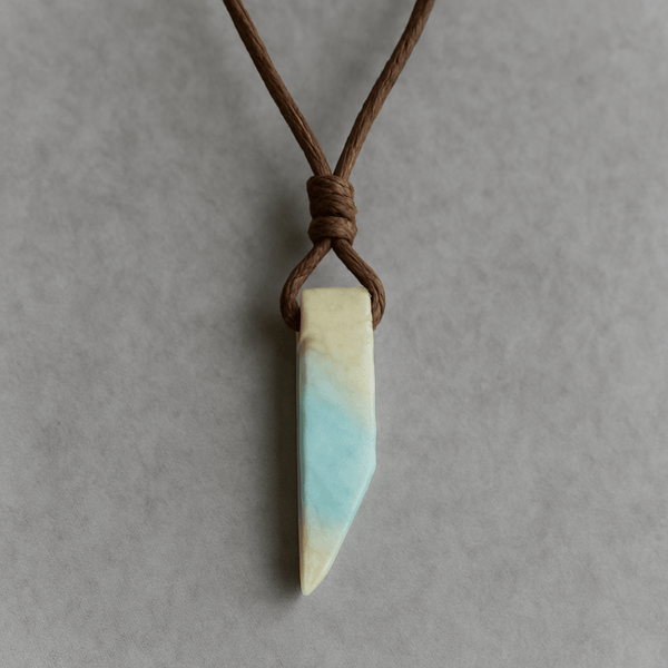 CARIBBEAN CALCITE - Natural Crystal Unshaped Pendant with Adjustable Rope Chain for Men and Boys