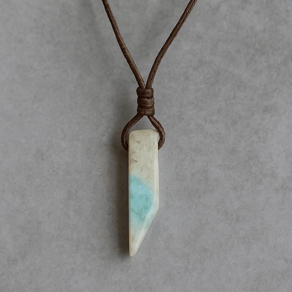 CARIBBEAN CALCITE - Natural Crystal Unshaped Pendant with Adjustable Rope Chain for Men and Boys