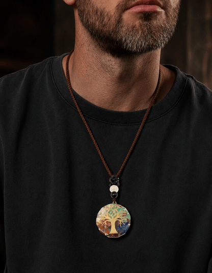 THE MEN THING Leather Necklace ELIXIR OF LIFE  - Natural Crystal necklace with 30 inch Adjustable Rope Chain for Men & Boys