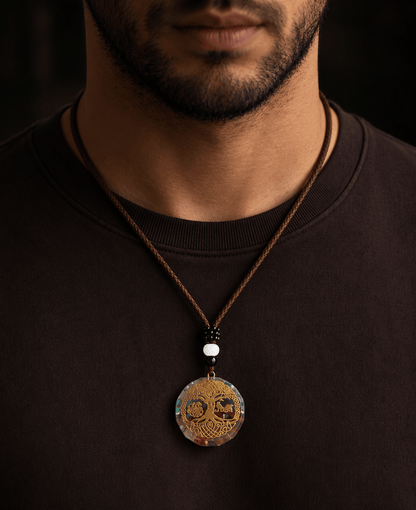 THE MEN THING Leather Necklace ETERNAL TREE  - Natural Crystal necklace with 30 inch Adjustable Rope Chain for Men & Boys