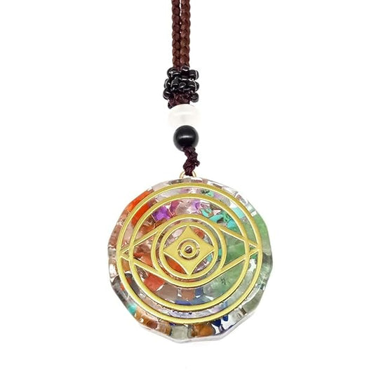 THE MEN THING Leather Necklace EYE OF COSMOS  - Natural Crystal necklace with 30 inch Adjustable Rope Chain for Men & Boys