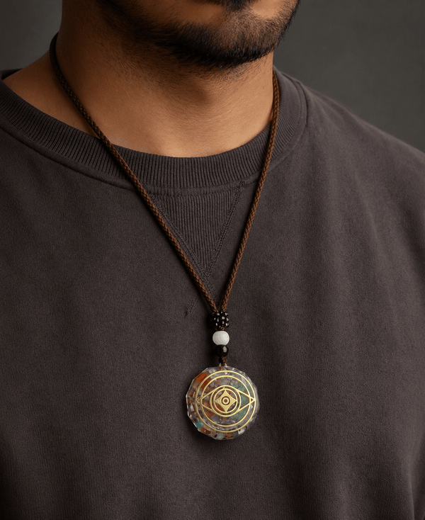 EYE OF COSMOS  - Natural Crystal necklace with 30 inch Adjustable Rope Chain for Men & Boys