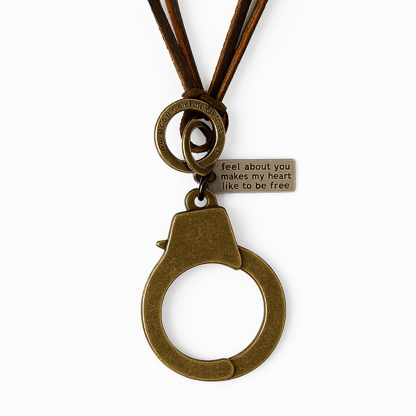 FREEDOM HANDCUFFS - Titanium Steel Pendant with Adjustable Rope Chain for Men & Boys