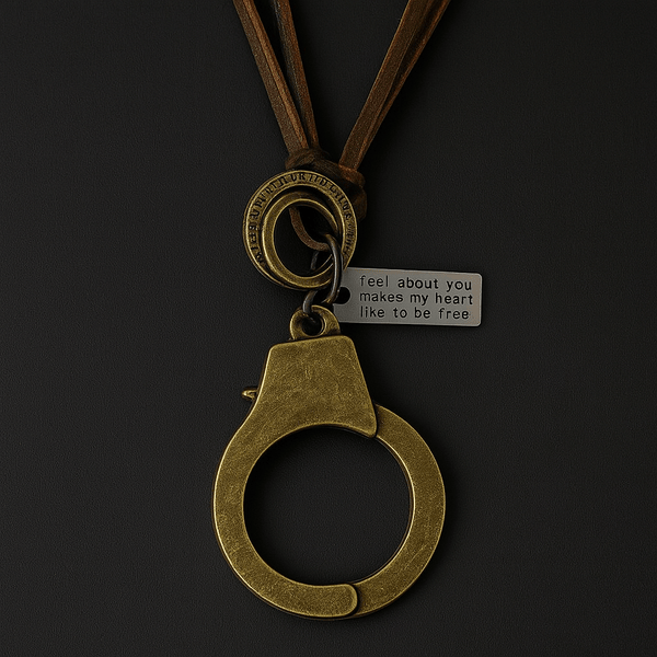 FREEDOM HANDCUFFS - Titanium Steel Pendant with Adjustable Rope Chain for Men & Boys