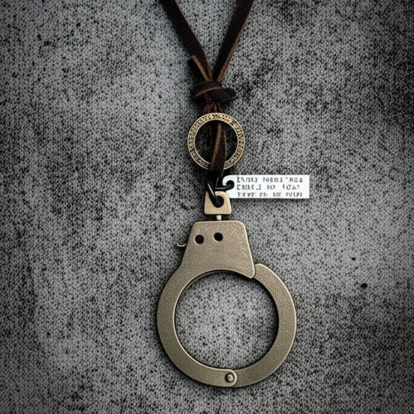 FREEDOM HANDCUFFS - Titanium Steel Pendant with Adjustable Rope Chain for Men & Boys