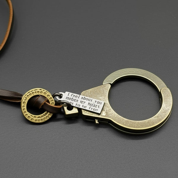 FREEDOM HANDCUFFS - Titanium Steel Pendant with Adjustable Rope Chain for Men & Boys