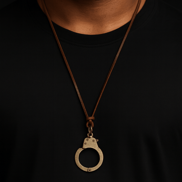 FREEDOM HANDCUFFS - Titanium Steel Pendant with Adjustable Rope Chain for Men & Boys