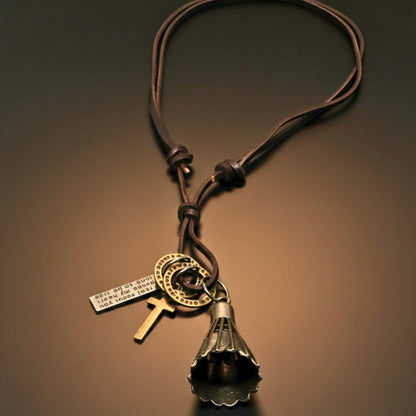 THE MEN THING Leather Necklace FREEDOM SHUTTLE  – 1.5-Inch Pure Stainless Steel Pendant with  Adjustable Leather Rope for Men & Boys