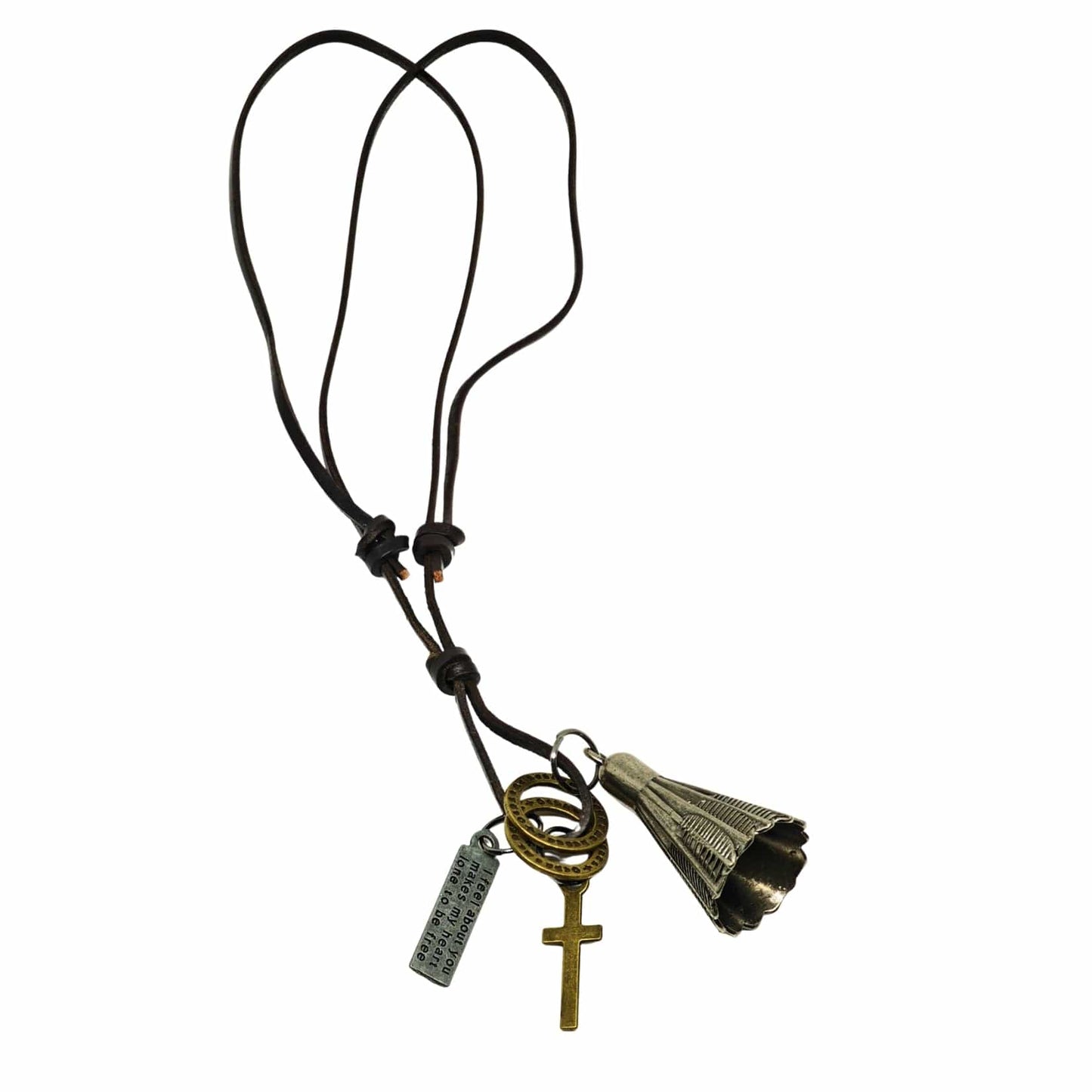 THE MEN THING Leather Necklace FREEDOM SHUTTLE  – 1.5-Inch Pure Stainless Steel Pendant with  Adjustable Leather Rope for Men & Boys