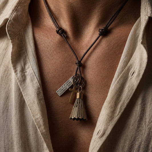 THE MEN THING Leather Necklace FREEDOM SHUTTLE  – 1.5-Inch Pure Stainless Steel Pendant with  Adjustable Leather Rope for Men & Boys