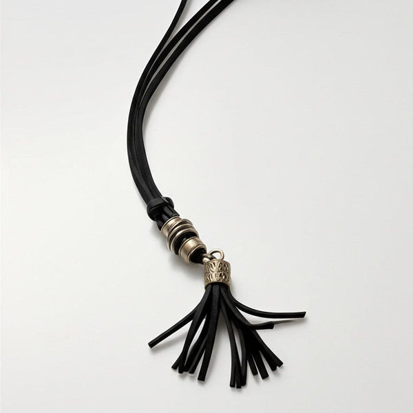 GRIT TASSEL - Leather Necklace for Men -  Adjustable Pure Leather Cord Necklace for Men & Boys
