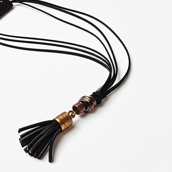 GRIT TASSEL - Leather Necklace for Men -  Adjustable Pure Leather Cord Necklace for Men & Boys
