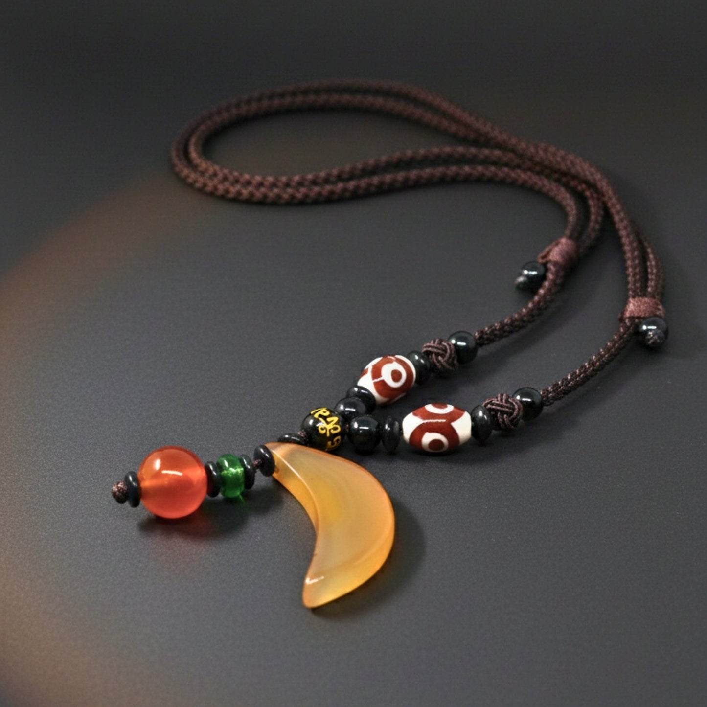 THE MEN THING Leather Necklace GUARDIAN FANG – 1.8-Inch Natural Crystal Pendant with  Adjustable Leather Rope for Men & Boys