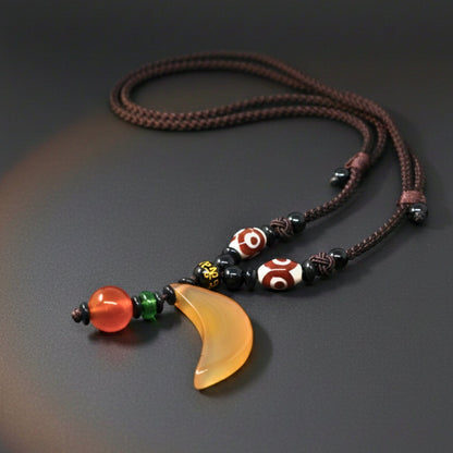 THE MEN THING Leather Necklace GUARDIAN FANG – 1.8-Inch Natural Crystal Pendant with  Adjustable Leather Rope for Men & Boys