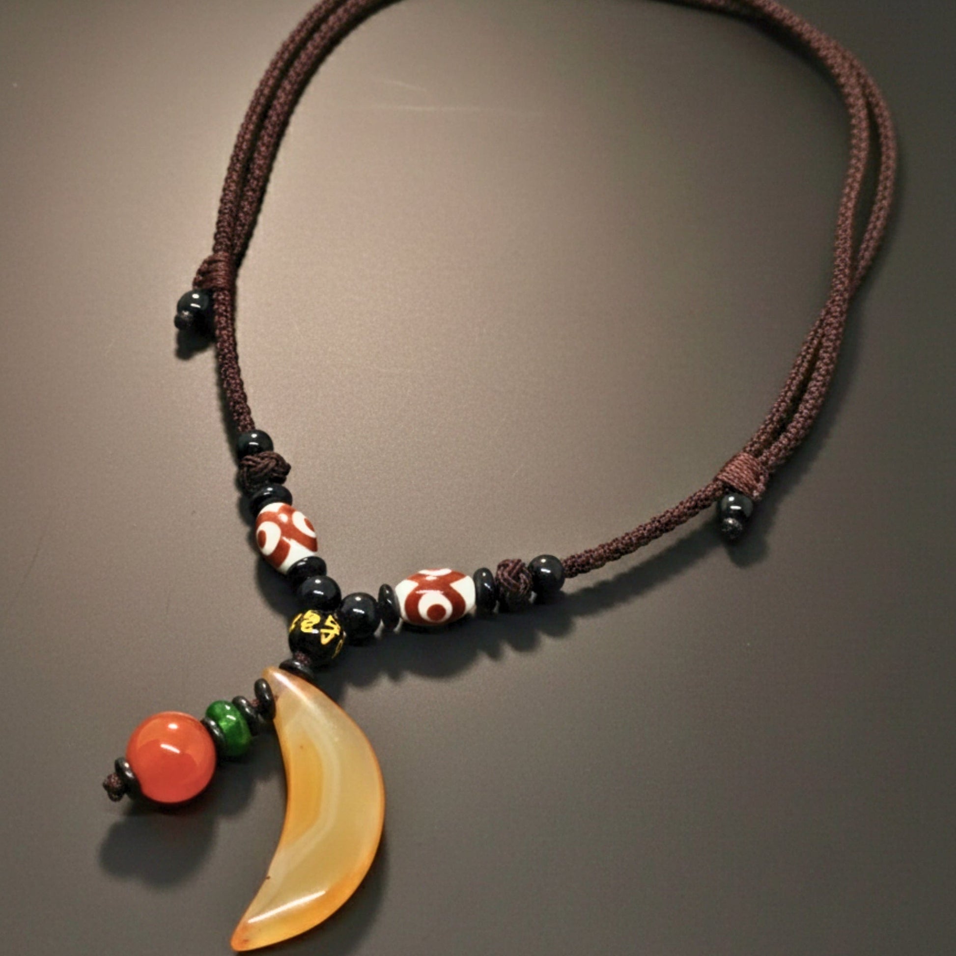 THE MEN THING Leather Necklace GUARDIAN FANG – 1.8-Inch Natural Crystal Pendant with  Adjustable Leather Rope for Men & Boys