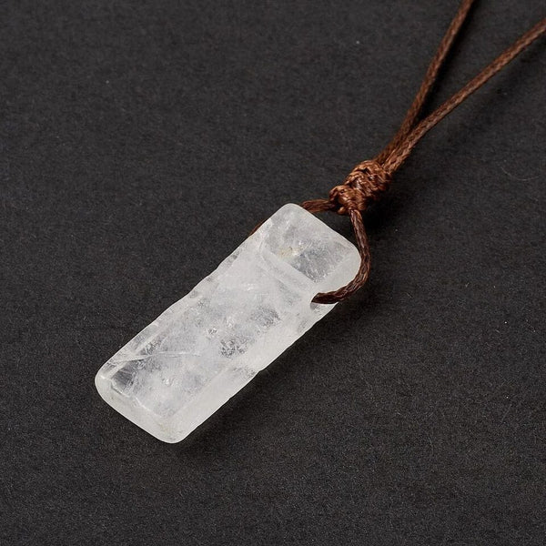 GYPSUM - Natural Crystal Unshaped Pendant with Adjustable Rope Chain for Men and Boys