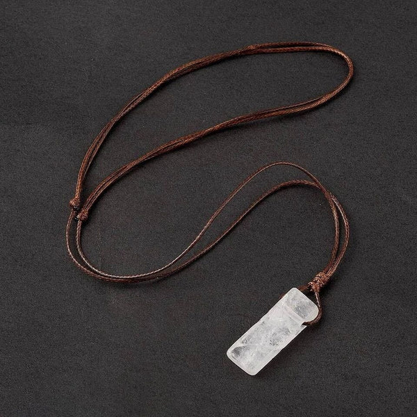 GYPSUM - Natural Crystal Unshaped Pendant with Adjustable Rope Chain for Men and Boys