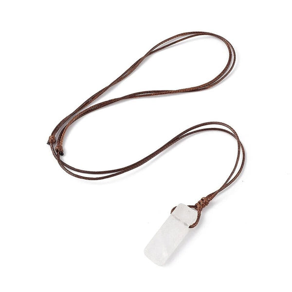 GYPSUM - Natural Crystal Unshaped Pendant with Adjustable Rope Chain for Men and Boys