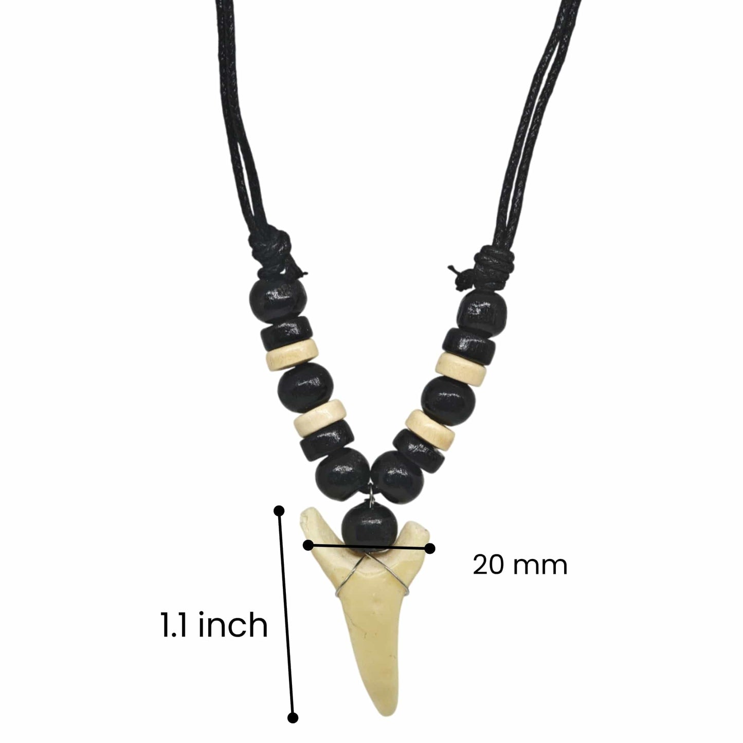 THE MEN THING Leather Necklace HUNTER TOOTH -  20mm Pendant with Adjustable Pure Leather Cord Necklace for Men & Boys