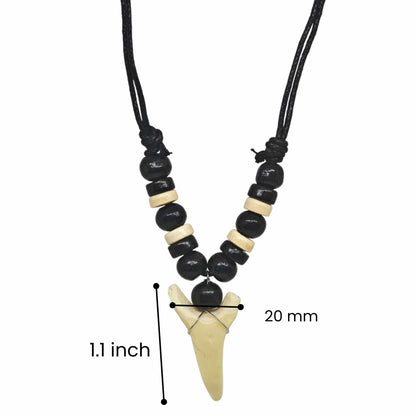 THE MEN THING Leather Necklace HUNTER TOOTH -  20mm Pendant with Adjustable Pure Leather Cord Necklace for Men & Boys
