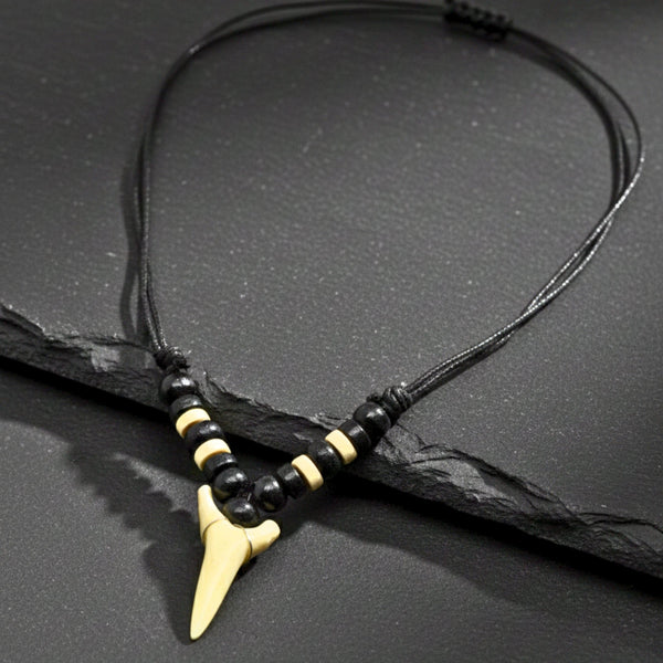 HUNTER TOOTH -  20mm Pendant with Adjustable Pure Leather Cord Necklace for Men & Boys