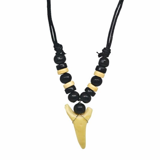 THE MEN THING Leather Necklace HUNTER TOOTH -  20mm Pendant with Adjustable Pure Leather Cord Necklace for Men & Boys