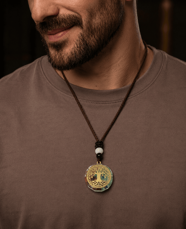 INTRICADIA  - Natural Crystal necklace with 30 inch Adjustable Rope Chain for Men & Boys