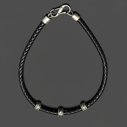THE MEN THING Leather Necklace IRONVEIL - Titanium Steel Pendant with Rope Chain, for Men & Boys (16inch)
