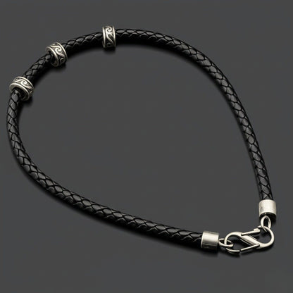 THE MEN THING Leather Necklace IRONVEIL - Titanium Steel Pendant with Rope Chain, for Men & Boys (16inch)