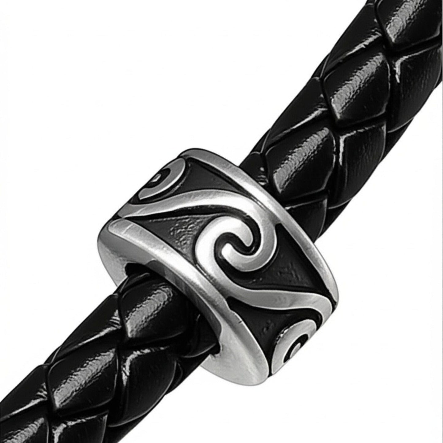 THE MEN THING Leather Necklace IRONVEIL - Titanium Steel Pendant with Rope Chain, for Men & Boys (16inch)