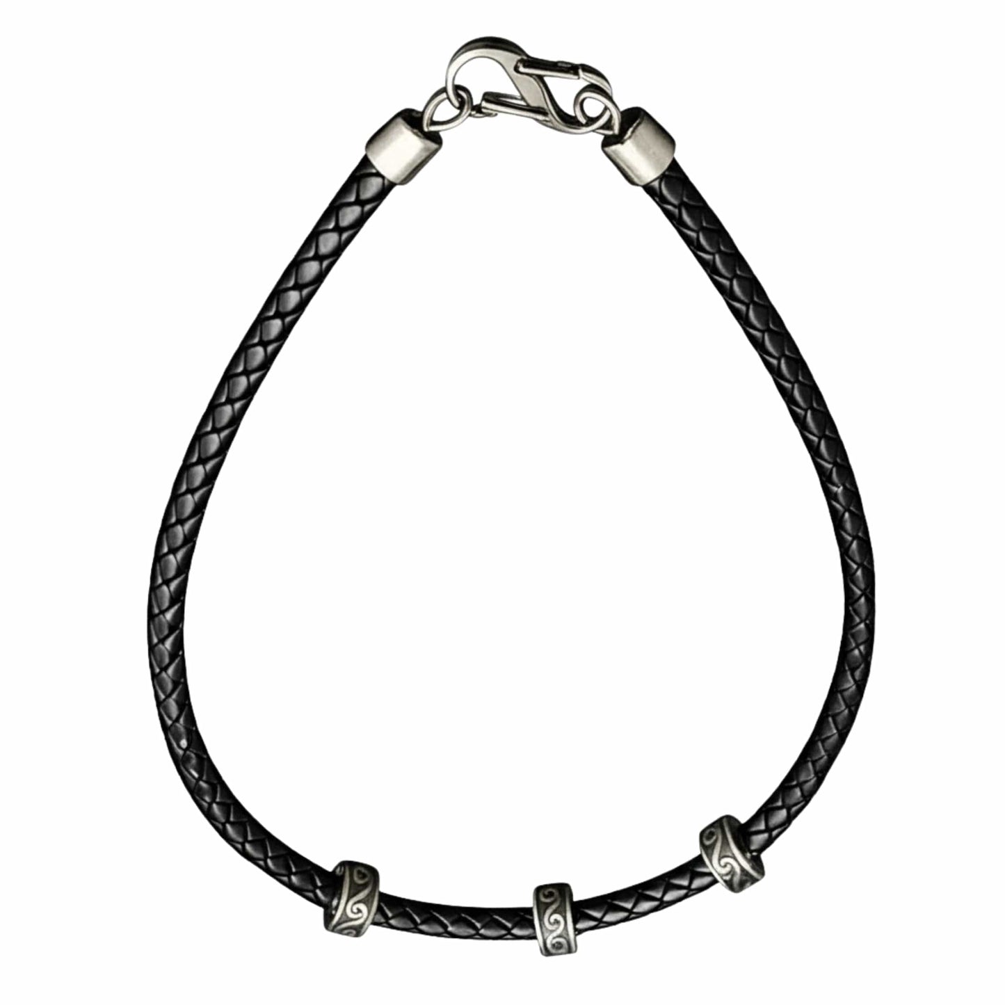THE MEN THING Leather Necklace IRONVEIL - Titanium Steel Pendant with Rope Chain, for Men & Boys (16inch)