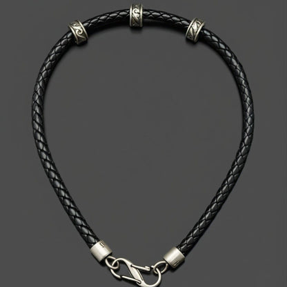 THE MEN THING Leather Necklace IRONVEIL - Titanium Steel Pendant with Rope Chain, for Men & Boys (16inch)