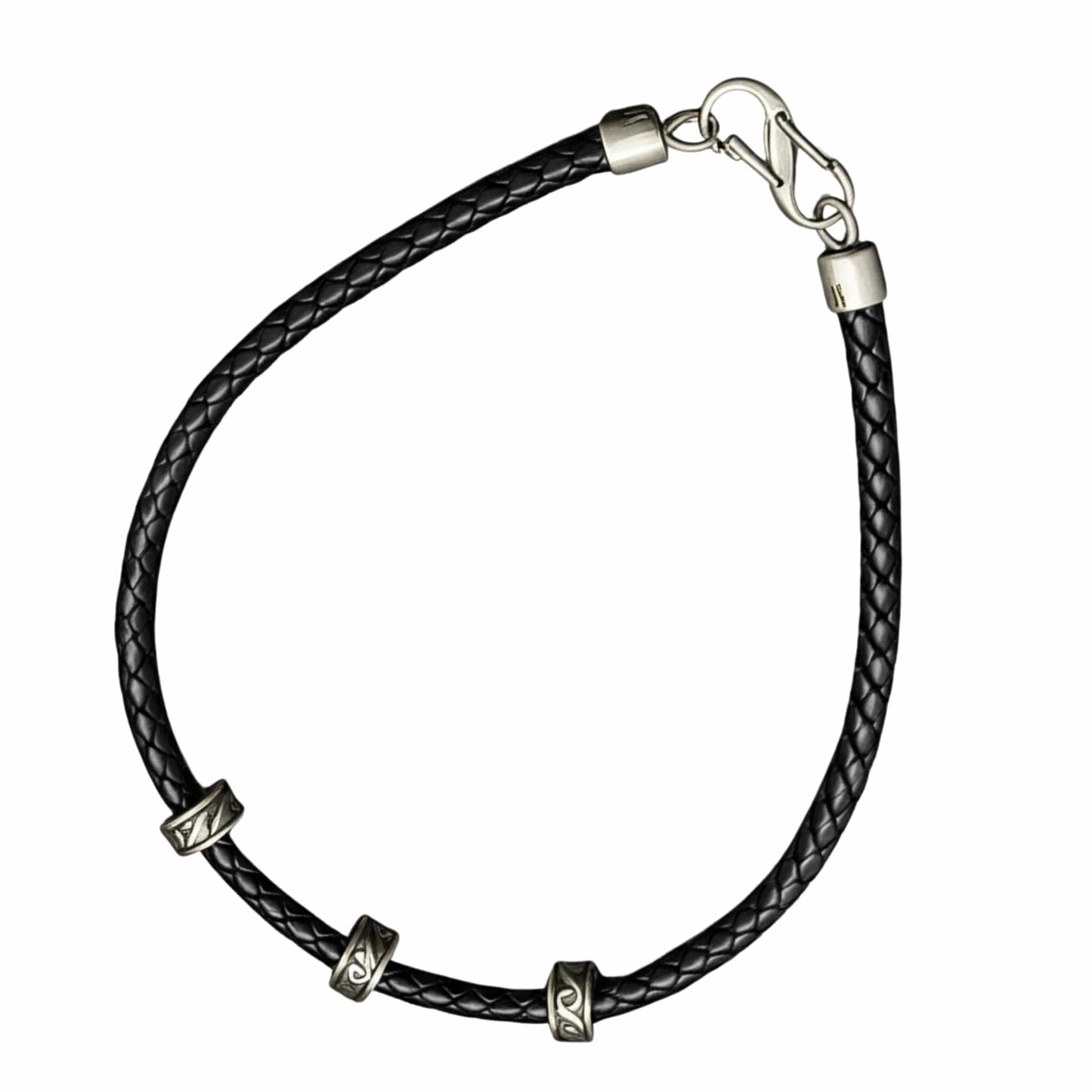 THE MEN THING Leather Necklace IRONVEIL - Titanium Steel Pendant with Rope Chain, for Men & Boys (16inch)