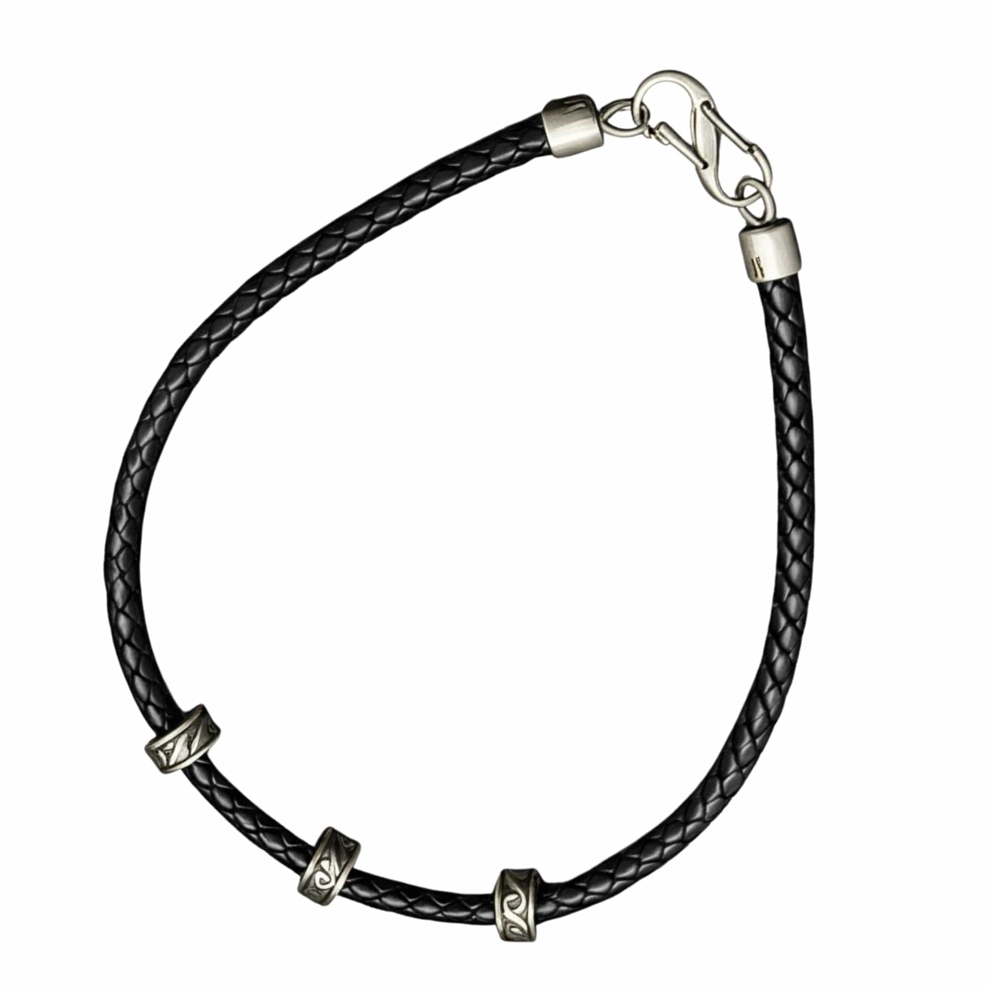 THE MEN THING Leather Necklace IRONVEIL - Titanium Steel Pendant with Rope Chain, for Men & Boys (16inch)
