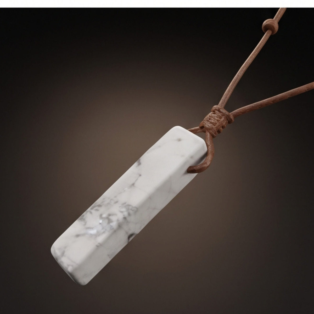 THE MEN THING Leather Necklace IVORY BAR - Natural Crystal Unshaped Pendant with Adjustable Rope Chain for Men and Boys