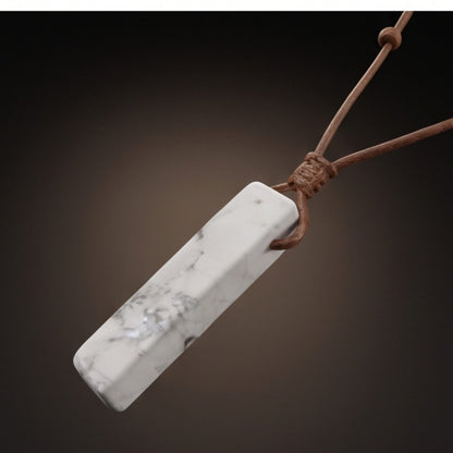 THE MEN THING Leather Necklace IVORY BAR - Natural Crystal Unshaped Pendant with Adjustable Rope Chain for Men and Boys