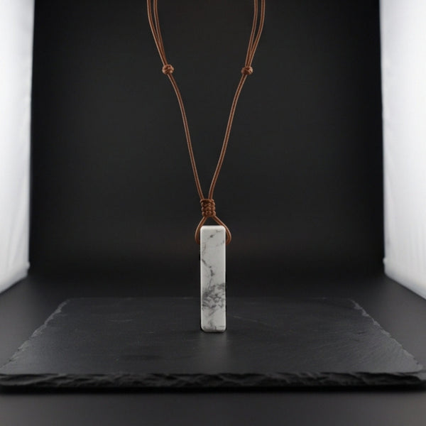 IVORY BAR - Natural Crystal Unshaped Pendant with Adjustable Rope Chain for Men and Boys