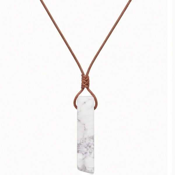 IVORY BAR - Natural Crystal Unshaped Pendant with Adjustable Rope Chain for Men and Boys