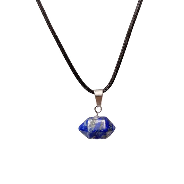 Natural Crystal Pendant with 19 inch Leather Rope Chain for Men & Boys