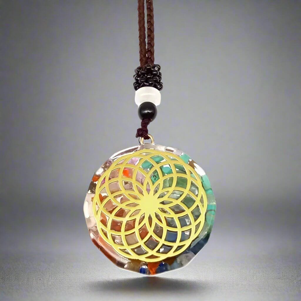 THE MEN THING Leather Necklace LUMIGRID  - Natural Crystal necklace with 30 inch Adjustable Rope Chain for Men & Boys