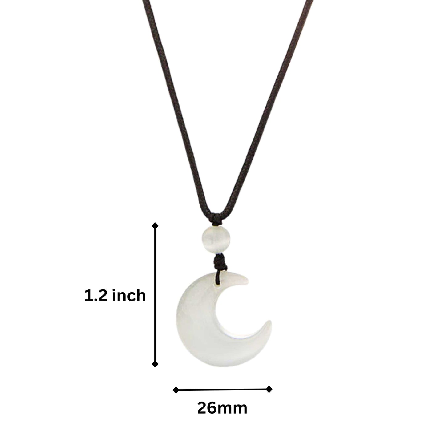 THE MEN THING Leather Necklace MOONARA WHITE - 26mm Pendant with Adjustable Pure Leather Cord Necklace for Men & Boys